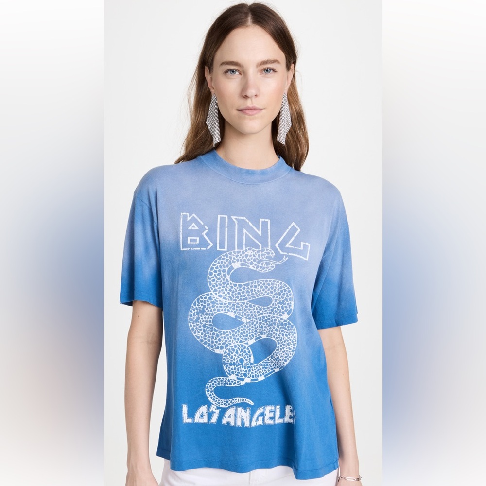 Anine Bing Blue Ombre 'Los Angeles' Snake Graphic Tee